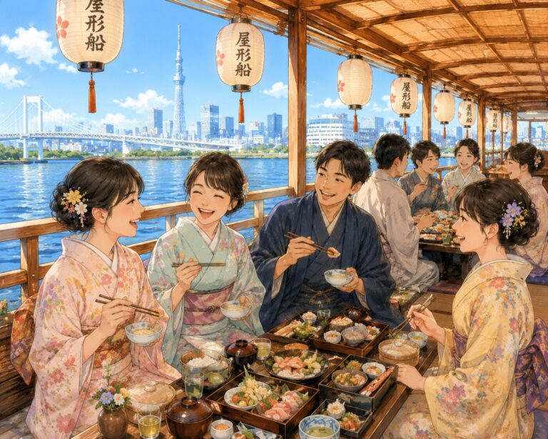 【社会人着物サークル】 着物・浴衣で楽しむ    東京湾 屋形船ランチ会 20代30代40代50代幅は広くOK