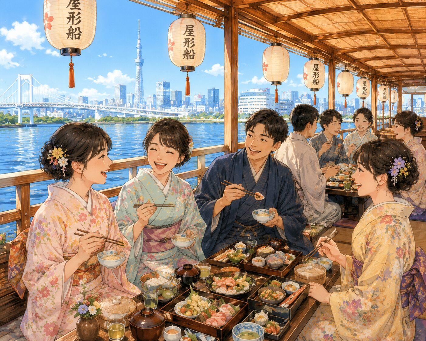 【社会人着物サークル】 着物・浴衣で楽しむ    東京湾 屋形船ランチ会 20代30代40代50代幅は広くOK