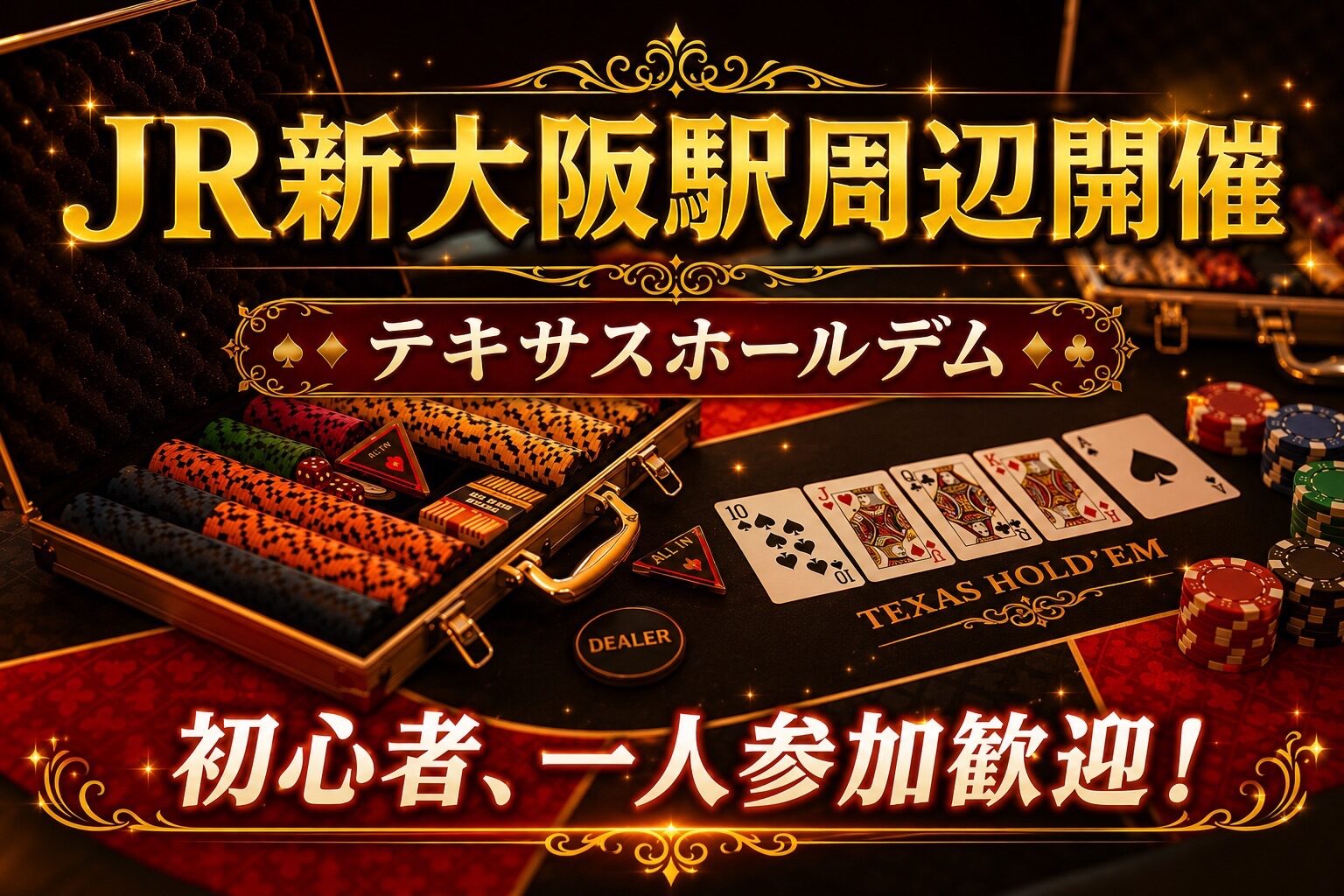 JR新大阪駅周辺開催　一人参加歓迎！ポーカー会（初心者OK・テキサスホールデム）