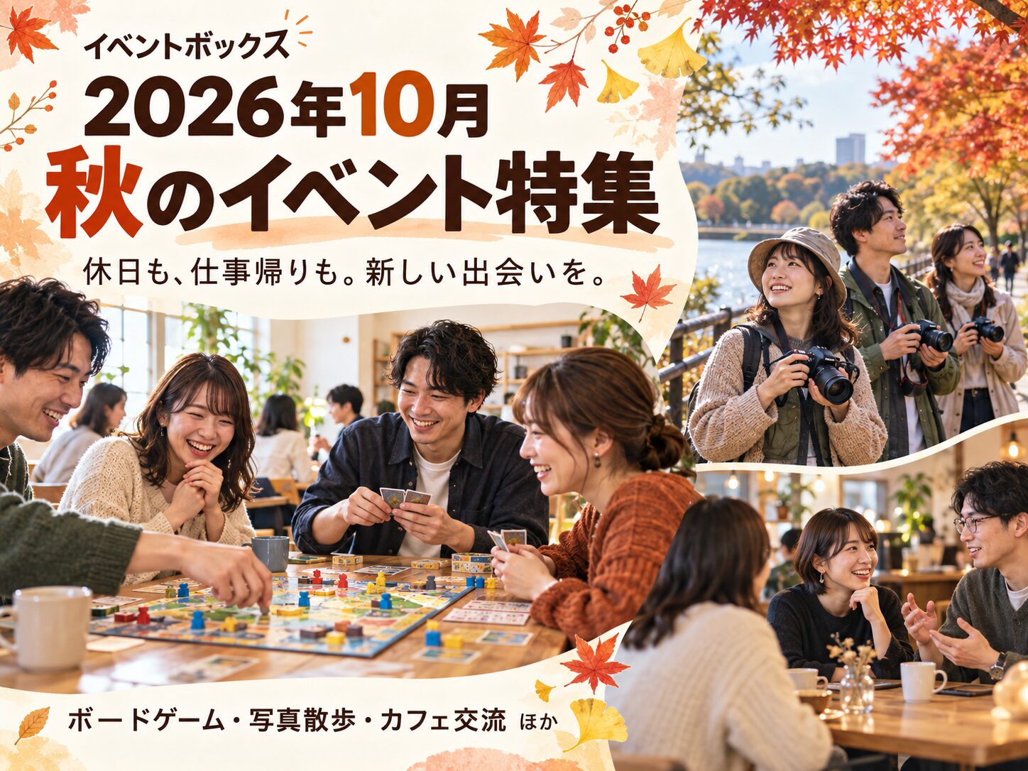 【🆕2026年10月7日更新】秋の休日と仕事帰りを楽しもう！イベントボックス掲載イベント特集/社会人サークルイベント！